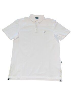 AG Green Label Polo Shirt Mens M White Pique Performance Lightweight Stretch